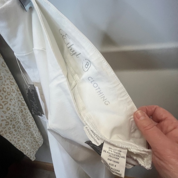 Elyse White Cropped Ankle Pants with Eyelet Detail - Picture 7 of 10